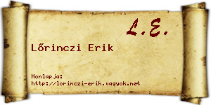 Lőrinczi Erik névjegykártya